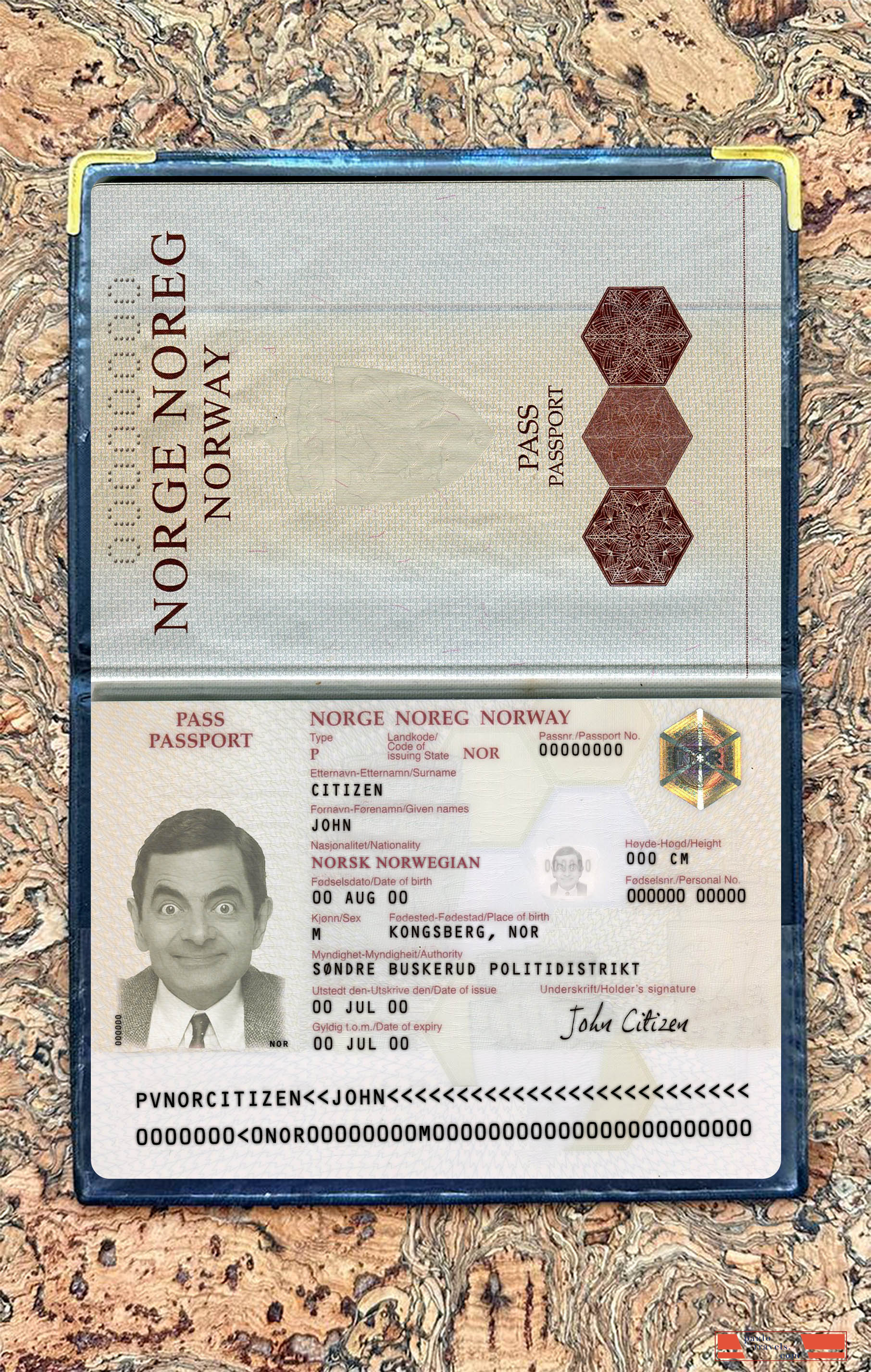 Norway passport version 2 photolook PSD template